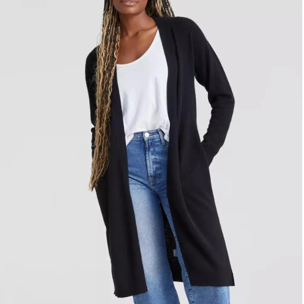 CHARTER CLUB 100% Cashmere Tie Waist Longline Cardigan Medium